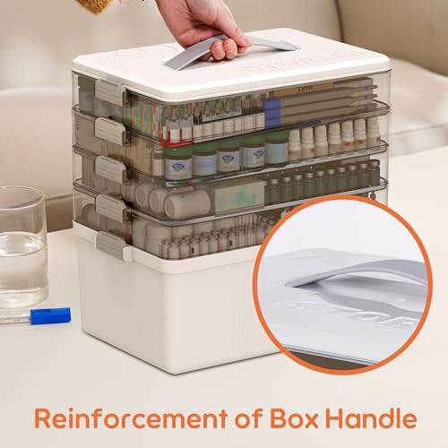 Citylife 5-Tier Medicine Organizer, Portable Medicine Cabinet First Aid Kit with Handle, Multi-Purpose Organizer for Family First Aid, Home, Travel - size: 5-Tier