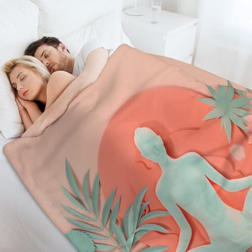 Funny Yoga Silhouette Throw Blanket, Soft Cozy Warm Flannel Meditation Flower Botanical Leaf Blanket for Couch Sofa Bed, 30"x40" - color: Funny Yoga Silhouette, size: 30"x40"