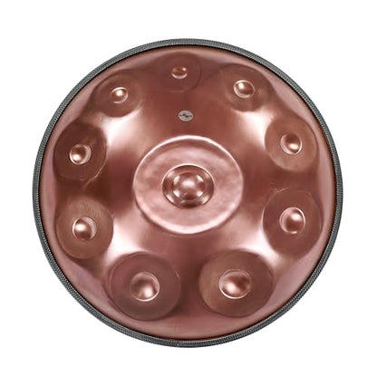 Handpan Steel Drum Instrument 440Hz 10 Notes in D Minor 22inches Handmade, Percussion Instrument - color: Amber Gold, size: 440Hz