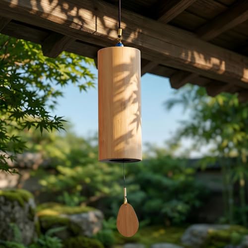Bamboo Wind Chime-432Hz Tuned for Alpha Wave Relaxation, Focus & Meditation-Handmade Minimalist Sound Healing Tool for Yoga/Home Office/Musical Teaching Classroom/Gifting - color: F