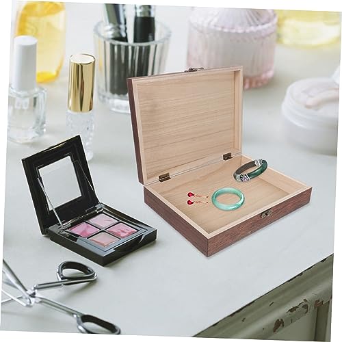 GLEAVI Wooden Storage Trunk Flip Storage Box Simple Case for Jewelry Practical Container