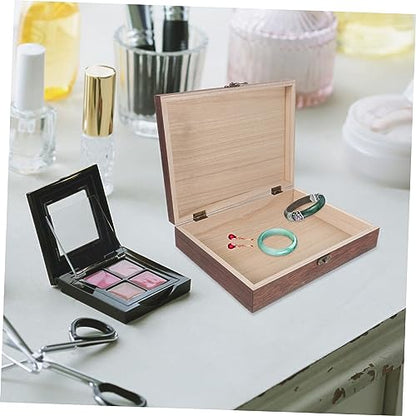 GLEAVI Wooden Storage Trunk Flip Storage Box Simple Case for Jewelry Practical Container