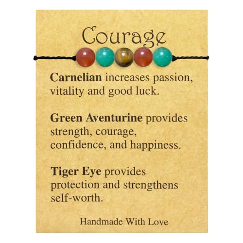 yfstyle Crystal Healing Stones Bracelets for Women & Men - Amethyst Anxiety Protection Bracelets - Natural Gemstones Jewelry Gifts - color: Courage