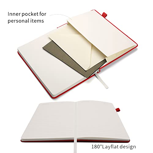 Lined Journal Notebooks with Pen Loop, Hardcover Notebook Journal for Work, 100Gsm Premium Thick Paper with Inner Pocket, Medium 5.7''''x8.4'''', ?bright Red, Ruled, 1 Pack - color: Bright-red