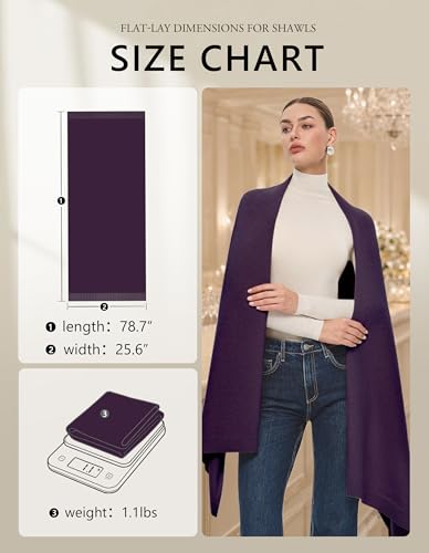 PULI Women's Pashmina Shawl Wraps for Evening Dress Large Scarf Blanket Long Wedding Bridal Winter Warm Shoulder Wrap - color: Purple