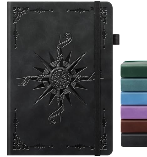 Lined Journal Notebook, A5 200 Pages Leather Journals For Writing Women & Men Travel,business,work & School,college Ruled Notebooks Hardcover Journaling Notebooks Daily Diary, 5.7'' X 8.3''-Black - color: 200 Pgs-Black, style: A-Lined