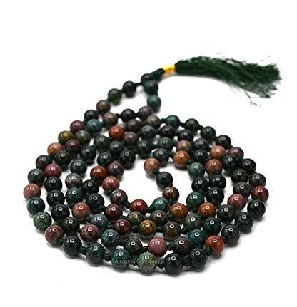 Amazing Gemstone Bloodstone Mala Knotted - color: Bloodstone, style: Knotted