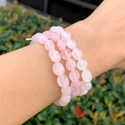 Adabele 1pc Natural Stretch Gemstone Bracelet 7mm-10mm Free Form Bead 7 Inch 7.5 Inch Healing Crystal Engergy Quartz Chakra Jewelry Women Birthday Gift - color: Grade A Rose Quartz, size: 7 Inch (bead size 7-10mm)
