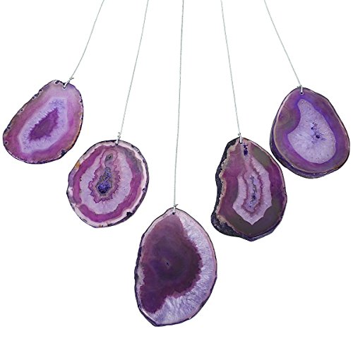 rockcloud Agate Slices Geode Wind Chime Home Garden Decoration Figurine - color: Deep Purple