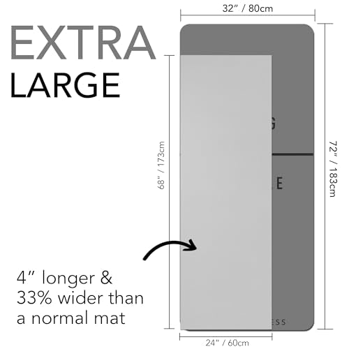 Large Exercise Mat – Extra Thick 10mm Workout Mat (72"x32") – Non-Slip TPE Yoga Mat for Women & Men – Pilates, HIIT, Fitness & Home Gym Mat – Includes Free Carry Bag - color: Grey - Printed