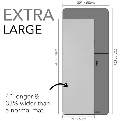 Large Exercise Mat – Extra Thick 10mm Workout Mat (72"x32") – Non-Slip TPE Yoga Mat for Women & Men – Pilates, HIIT, Fitness & Home Gym Mat – Includes Free Carry Bag - color: Grey - Printed
