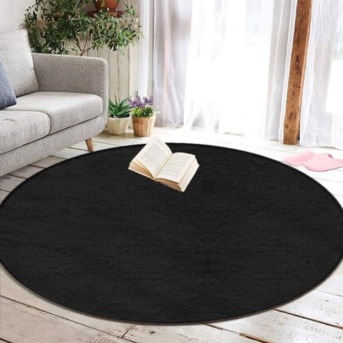 Modern Round Area Rug, Non-Slip Machine Washable Kitchen Office Circle Rug, Room Sofa Yoga Soft Round Carpet Compatible with Black 36inch(90cm) - color: Color63, size: 36inch(90cm)