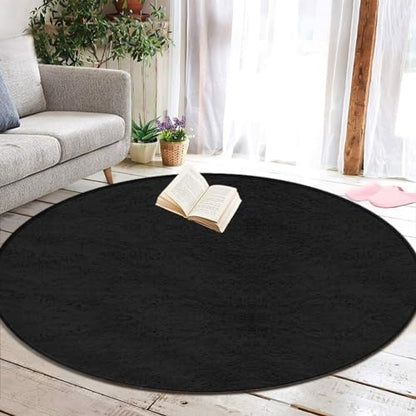 Modern Round Area Rug, Non-Slip Machine Washable Kitchen Office Circle Rug, Room Sofa Yoga Soft Round Carpet Compatible with Black 36inch(90cm) - color: Color63, size: 36inch(90cm)