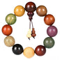 Handcrafted Wooden Bead Bracelet Mixed Natural Wood Colors Prayer Bracelet for Men or Women,1pc/pack - style: Dia.20mmX12pcsJingGong