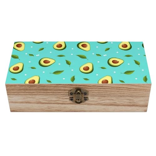 Rectangle Decorative Storage Box, Wooden Keepsake Organizer with Hinged Lid Avocado Green, Jewelry Memory for Birthday Office