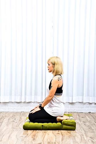 Leewadee Foldable Floor Mattress – 2 in 1 Floor Meditation Mat for Yoga and Relaxation, Seating Futon with Kapok - color: Sf17 - Green