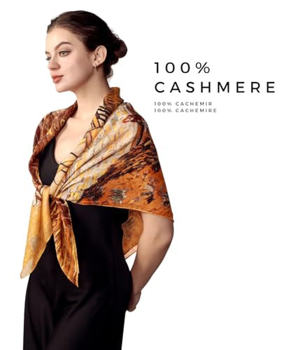 PoeticEHome Cashmere Scarf Wrap 36"x36" - Featherlight & Wrinkle-Free Artistic Square Shawl for Travel & Office, Gift Ready - color: Bridge at Arles - 36"