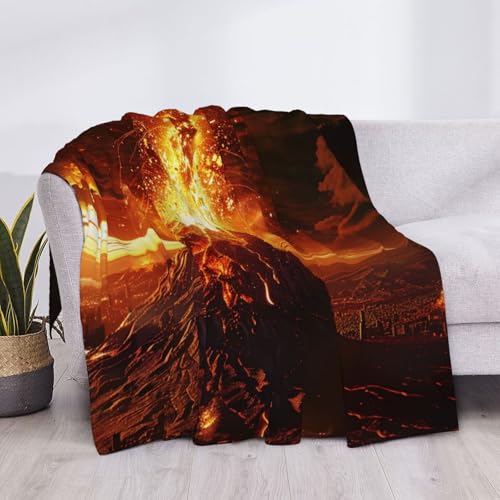 Volcano Prints Throw Blanket (320g Flannel) Anti-Pilling Warm Fuzzy Blankets for Bed Sofa Couch Travel 40x30 Inch - color: Volcano, size: 40x30 Inch