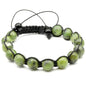 ElisaJewelryArt - Natural Black Onyx Beaded Bracelet Genuine Gemstone Strenght Crystal Macrame Bracelet Unisex Bracelet - color: Canadian Green Jade, size: MEN