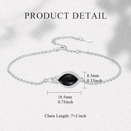 PELOVNY Celtic Knot Bracelet for Women 925 Sterling Silver Infinity Gemstone/Birthstone Bracelets Birthday Christmas Jewelry Gifts for Mom Daughter Wife - color: 03-Black Onyx