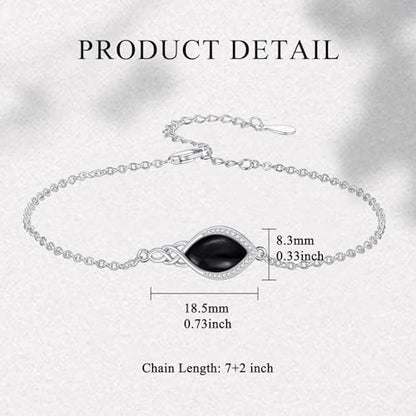 PELOVNY Celtic Knot Bracelet for Women 925 Sterling Silver Infinity Gemstone/Birthstone Bracelets Birthday Christmas Jewelry Gifts for Mom Daughter Wife - color: 03-Black Onyx
