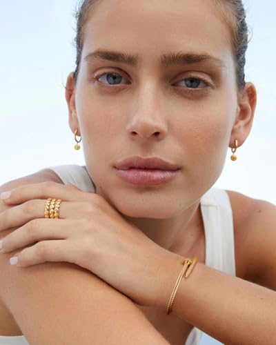 POTESSA 18K Gold Plated Cuff Bracelets Adjustable Dainty Bangle Handemade Jewelry for Women - style: Nail