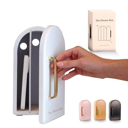 Papaya The Phone Box, Decorative Cell Phone Box for Family Time, Holds 6 Phones, Premium Bamboo Wood Phone Jail, Charging Holes, Free App - color: White