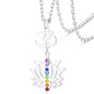 VASSAGO Lotus Flower Chakra Necklace for Women Lotus Flower Necklace 7 Chakra Pendant OM Symbol Buddha Amulet Spiritual Healing Jewelry Yoga Meditation Gift - color: Silver 2