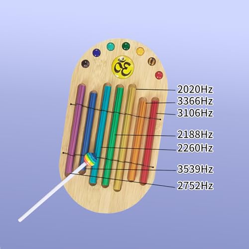 Meditation Chime With Mallet,Seven Tone Wind Chime,Handmade Chakra Bells Chimes,For Relaxation, Stress & Anxiety Relief, Chakra Healing, Outside Yoga