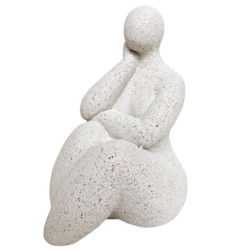 5.5" Height Abstract Meditation Lady Statue, White Resin, Modern Yoga Figurine for Home Office Desk Decor - color: White