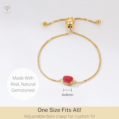 MAX + STONE 18K Gold Over Silver Gemstone Bracelets for Women | Hypoallergenic Birthstone Bracelet | Anti Tarnish Gold Plated Sterling Silver Bracelets for Women - color: Ruby