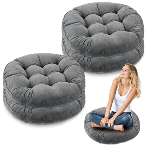 Jerify Floor Pillow Cushions Large Round Square Large Meditation Floor Pillow for Classroom Adult Meditation Picnic Party Seating Learning Daycare School(Round,Dark Grey,4 Pcs) - color: Dark Gray, size: Round