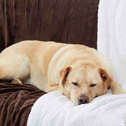 Sherpa Throw Blanket Super Soft Reversible Ultra Luxurious Plush Blanket, 50 x 60 inches, Brown/White - color: Brown / White, size: Throw (50" x 60")