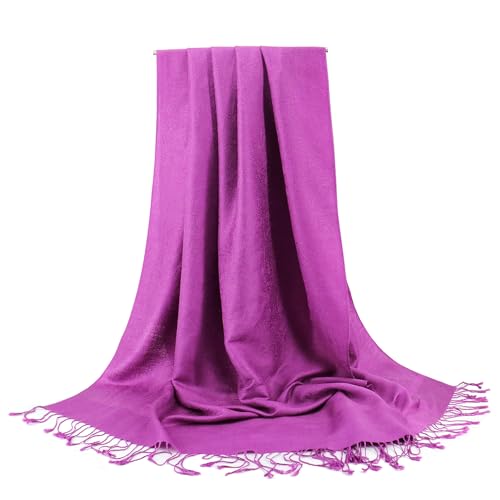Silky Paisley Pashmina Shawl Scarf-Women's Soft Double-side Jacquard Pashminas Wrap for Evening Dress Travel Shawl - color: A-taro Purple