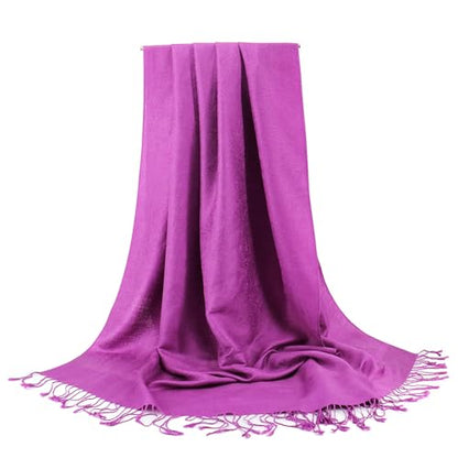 Silky Paisley Pashmina Shawl Scarf-Women's Soft Double-side Jacquard Pashminas Wrap for Evening Dress Travel Shawl - color: A-taro Purple
