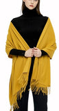 Pashmina Shawls and Wraps Scarfs for Women Wedding Party Winter Warm Long Solid Color - color: Mustard