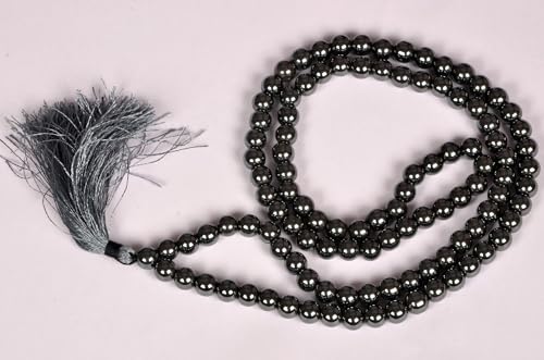 GEMSCITE Japa Mala 108 Prayer Beads Perfect for Meditation Spiritual Mala Necklace & Wrist Mala Bracelet - color: Hematite, size: Without Knots