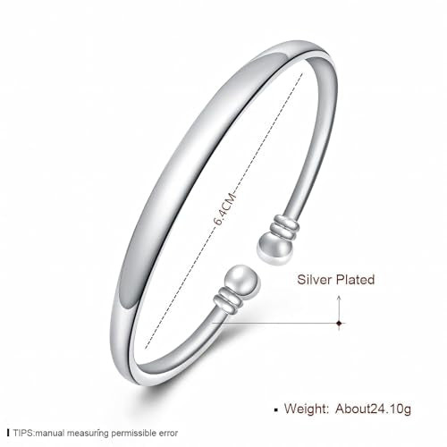 Handmade 925 Sterling Silver Bangle Bracelet Simple Silver/Gold Adjustable Cuff Bangles Durable Stainless Steel bracelet for Men &Women Daily Jewelry Gift for Anniversary Birthday Gift - color: Color 38