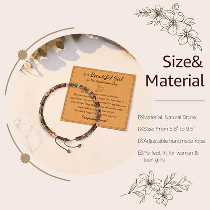 Thank You Gifts for Women: Teacher Appreciation Office Gifts for Coworkers Employee Boss Lady Manager Colleague Natural Stone Bracelet - color: RED-Graduation