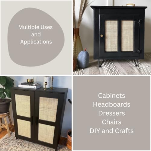 Rattan Cane Webbing Roll 24" x 24” Square Radio Weave Rattan Fabric for Furniture DIY | Durable Natural Caning Material for Cabinet Door Inserts, Decor, Crafts