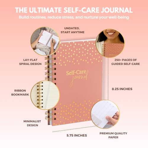Daily Self Care Journal for Women - A5, Wellness Journal with Prompts - Goal Journal for Happiness,Mindfulness,Productivity & Personal Development - Reduce Stress & Improve Mental Health - Pink - color: Pink