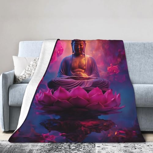 Buddha Lotus Meditation Pink Rose Soft Plush Blanket for Kids Couch and Bed, Premium Flannel Fleece Fuzzy Throw Blanket for All Seasons, Lightweight Blanket for Travel & Camping 50"X40" - color: Color-2, size: 50"x40"