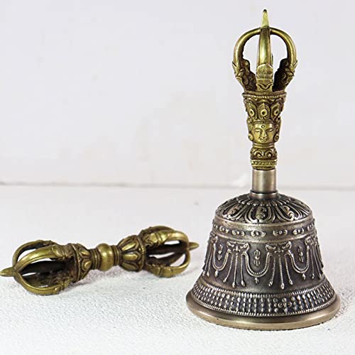 Tibetan Hand Bell,Tibetan Buddhist Meditation Bell 100% Handmade Puja Bronze Bell, Tibetan Meditation Bell For Sound Healing And Yoga (Size : 16cm) - size: 16cm