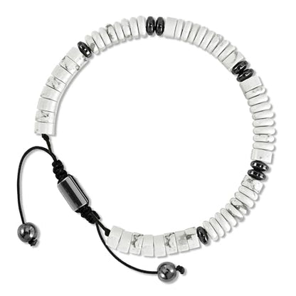 VIBILIA Healing Crystal Bracelets Beaded Bracelets for Men Women Natural Stone Adjustable Bracelets Unique Gifts for Father Son Grandfather Brother Friend - color: Howlite