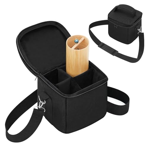 Universal Chimes Case Bag Hold up to 4 Chimes Accessory for Sound Healing Meditation Toolkit Protective Carrying Transport Travel Gig Bag for Wind Chime (Not Included), 8x8x8 Inch(Black) - color: Black