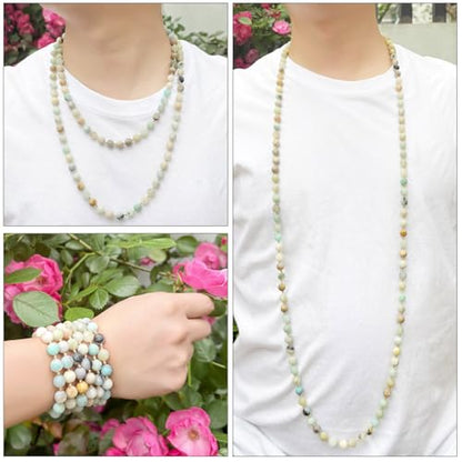 Beaded Necklace Hand Knotted for Woman - color: Amazonite