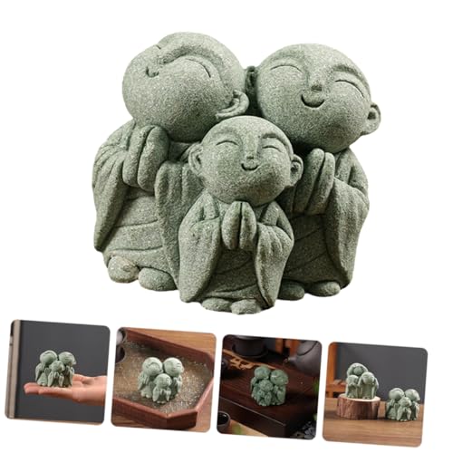 Stone Maitreya Buddha Figurine Zen Decoration for Tea Table Aquarium Home Decor Unique Sandstone Design for Meditating and Traditional Aesthetic