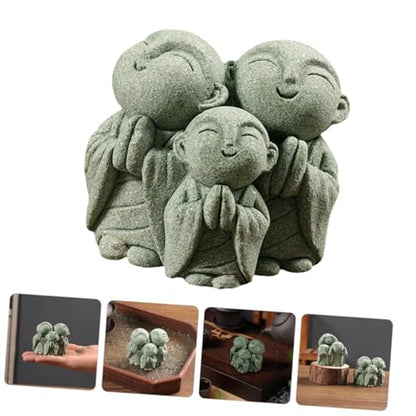 Stone Maitreya Buddha Figurine Zen Decoration for Tea Table Aquarium Home Decor Unique Sandstone Design for Meditating and Traditional Aesthetic