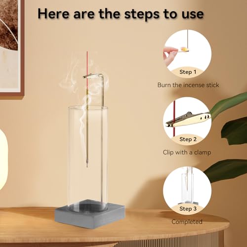 1 Pack Incense Holder for Sticks, Insence-Stick Holder Ash Catcher with Removable Glass [Anti-Ash Flying], Mess-Free Incense Burner Holder, Perfect for Meditation Yoga Relaxation,Home Decor(Dark Gray) - size: Upside Down Dark Gray