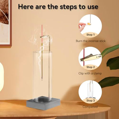 1 Pack Incense Holder for Sticks, Insence-Stick Holder Ash Catcher with Removable Glass [Anti-Ash Flying], Mess-Free Incense Burner Holder, Perfect for Meditation Yoga Relaxation,Home Decor(Dark Gray) - size: Upside Down Dark Gray